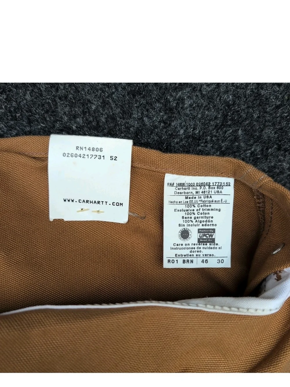 Vintage Carhartt Duck Bibs 46x30 Brown Double Knee Unlined Work Overalls R01 USA